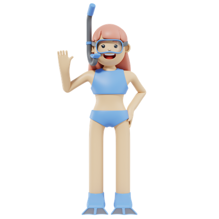 Mädchen mit Schnorchel  3D Icon