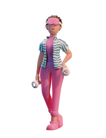 Mädchen mit Virtual Reality-Headset  3D Icon