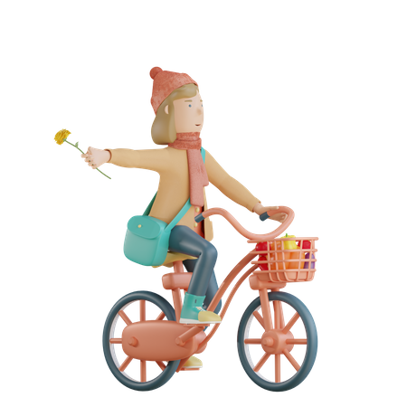 Mädchen reitet Fahrrad  3D Illustration