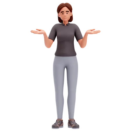 Mädchen zeigen achselzuckende Pose  3D Illustration