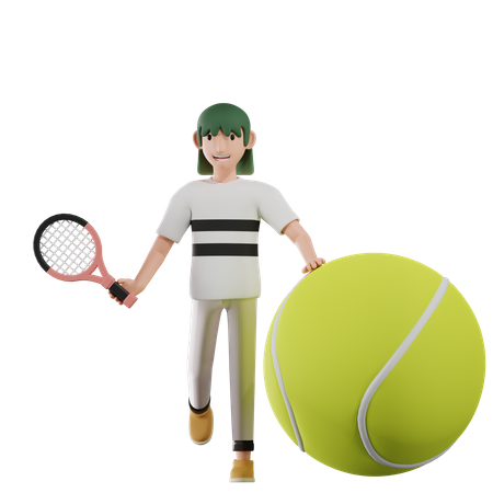 Mädchen spielt Tennis  3D Icon