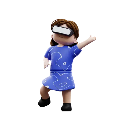 Mädchen tanzt Metaverse  3D Illustration