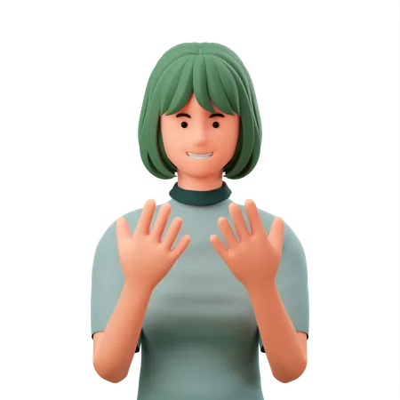 Mädchen zählt an ihrem Finger  3D Illustration