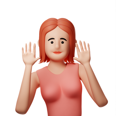 Mädchen zeigt beide offenen Hände  3D Illustration