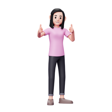 Mädchen zeigt Daumen hoch  3D Icon
