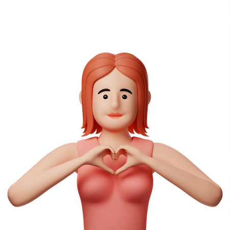Mädchen zeigt Herzgeste  3D Icon