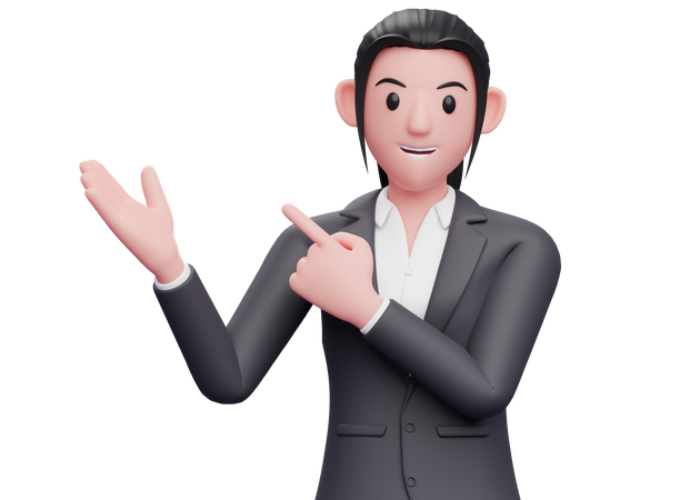 Mädchen zeigt mit dem Finger zur Seite  3D Icon