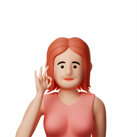 Mädchen zeigt Okay-Geste  3D Illustration