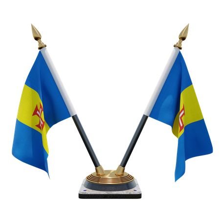 Madeira Double Desk Flag Stand  3D Flag