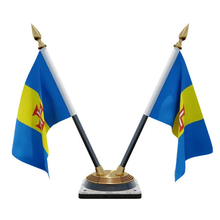 Madeira Double Desk Flag Stand  3D Flag