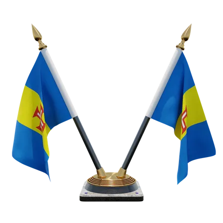 Madeira Double (V) Desk Flag Stand  3D Icon