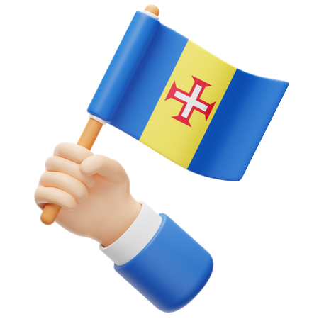 Madeira flag in hand  3D Icon