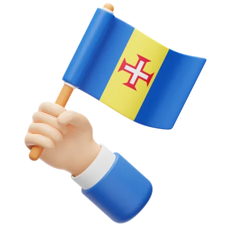 Madeira flag in hand  3D Icon