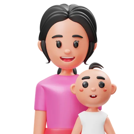 Mãe e filho  3D Icon