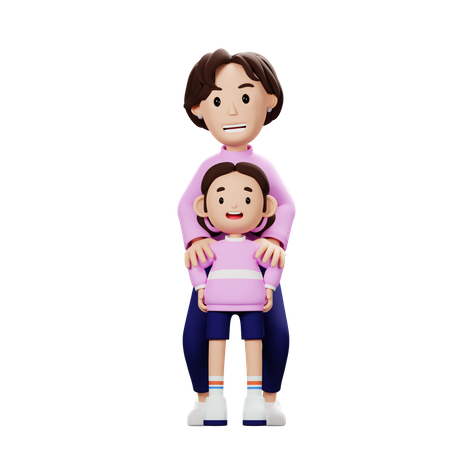 Mãe levantando para seu filho  3D Icon