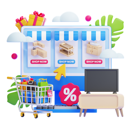 Magasin de produits d'ameublement  3D Illustration