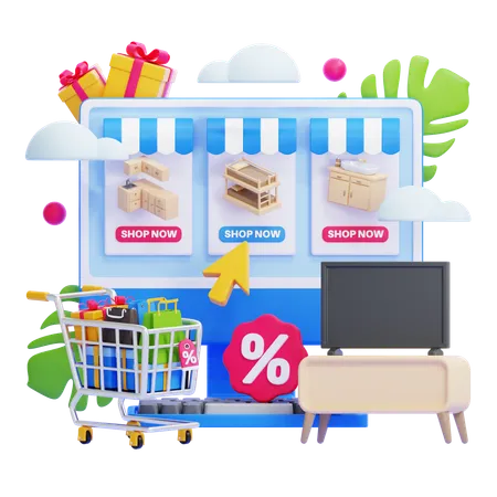 Magasin de produits d'ameublement  3D Illustration