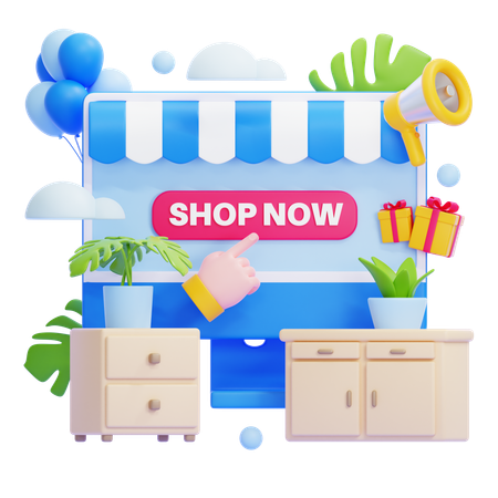 Promotion magasin de meubles  3D Illustration