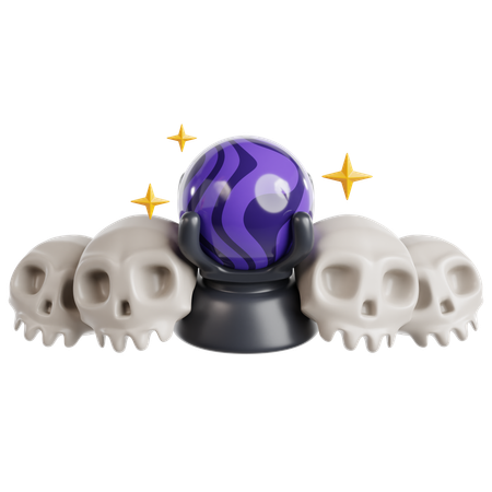Magic Ball With Skull  3D Icon