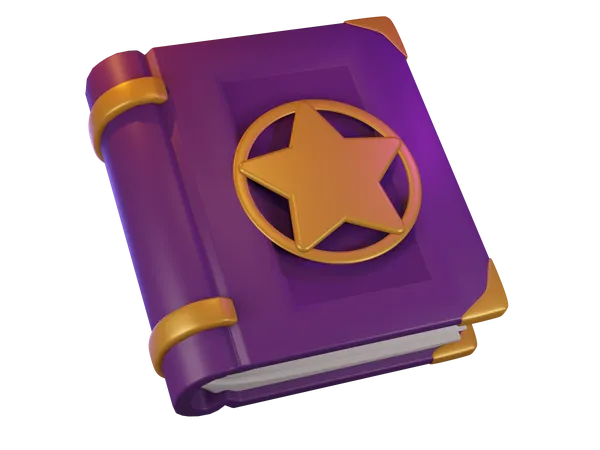 A Magical Purple Book With A Star On The Cover And A Gold Frame 3D Icon