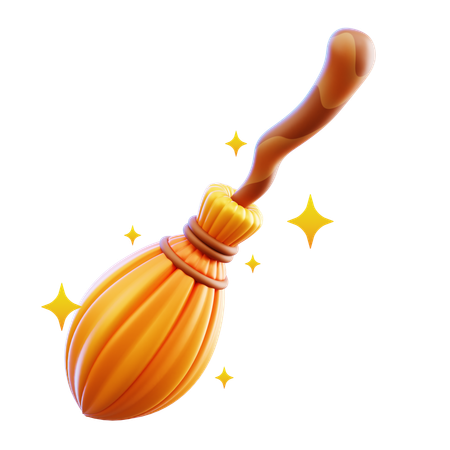 Magic Broom With Stars  3D Icon