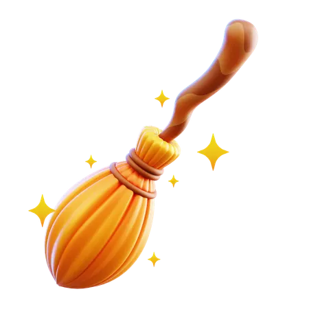 Magic Broom With Stars  3D Icon