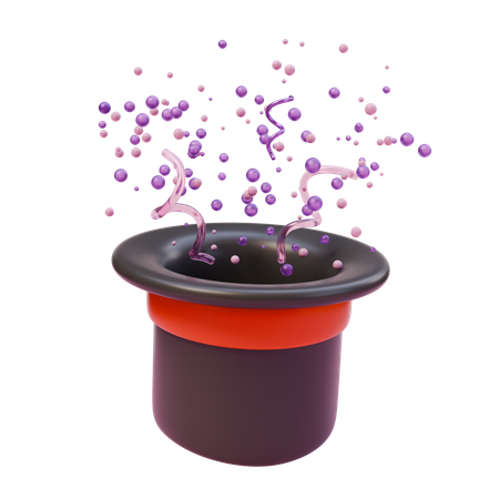 Magic hat with confetti  3D Icon