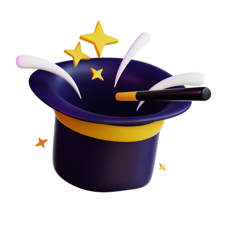 Magic Wand And Hat  3D Icon