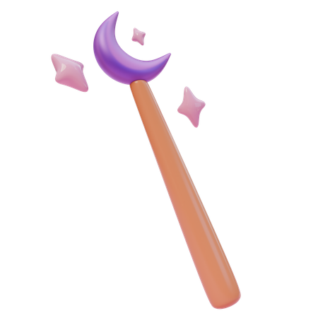 Magic wand with moon  3D Icon