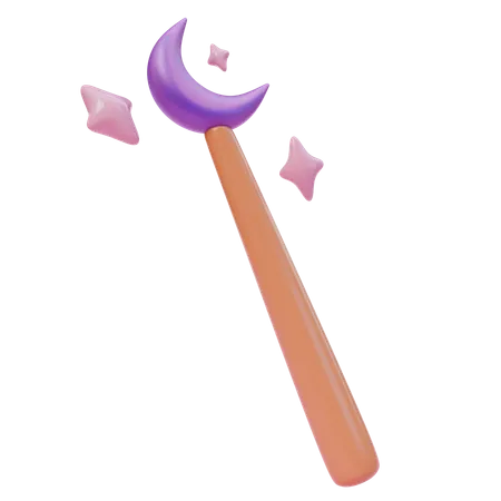 Magic wand with moon  3D Icon