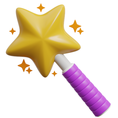 星の付いた魔法の杖  3D Icon
