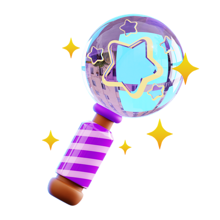 별이 달린 마법 지팡이  3D Icon