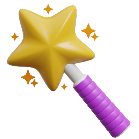 Magic Wand With Stars  3D Icon