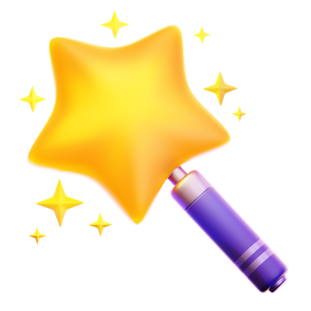 MAGIC WAND WITH STARS  3D Icon