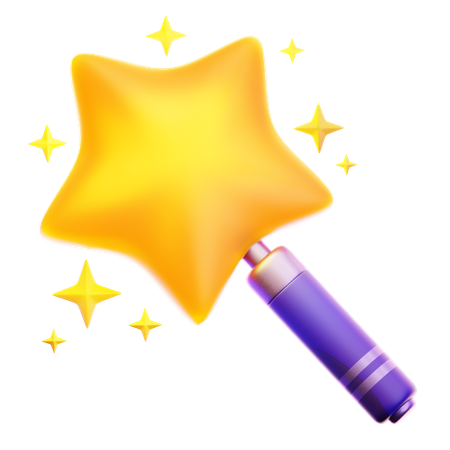 MAGIC WAND WITH STARS  3D Icon