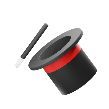 Magician Hat And Stick  3D Icon