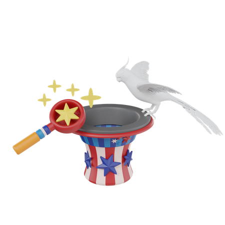 Magician Hat With Pigeon  3D Icon