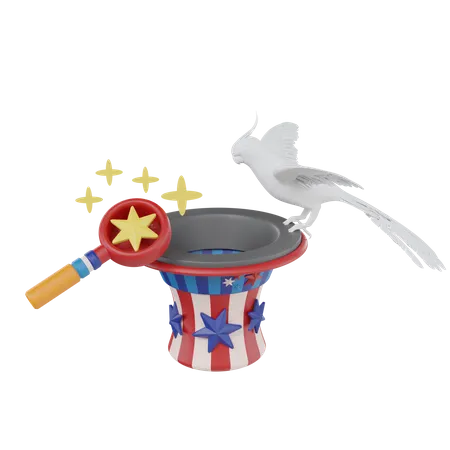Magician Hat With Pigeon  3D Icon