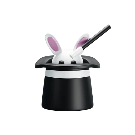Magician hat with rabbit  3D Icon