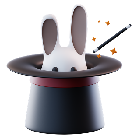 Magician Hat With Rabbit  3D Icon