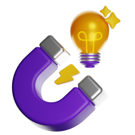 Magnet And Light Bulb  3D Icon