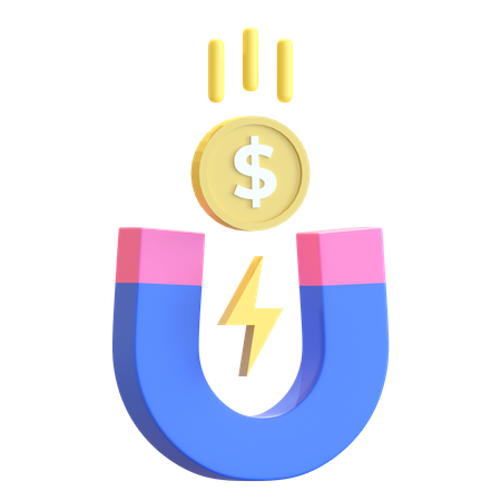 Magnet Pulling Money  3D Icon
