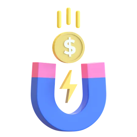 Magnet Pulling Money  3D Icon