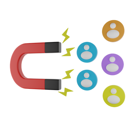 Magnet zieht Menschen an  3D Icon