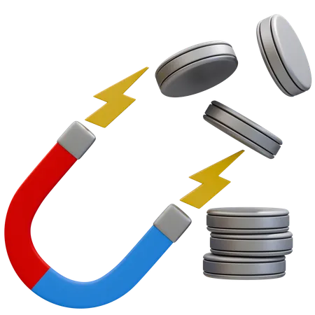 Magnetische Anziehungs- und Abstoßungskräfte  3D Icon