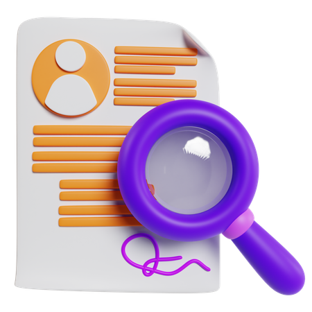 Magnified Candidate Profile Document  3D Icon