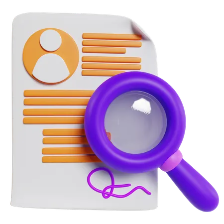 Magnified Candidate Profile Document  3D Icon