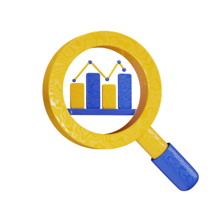 Magnifier On Graph  3D Icon