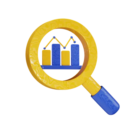 Magnifier On Graph  3D Icon