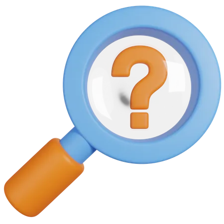 Magnifier With Question Mark  3D Icon